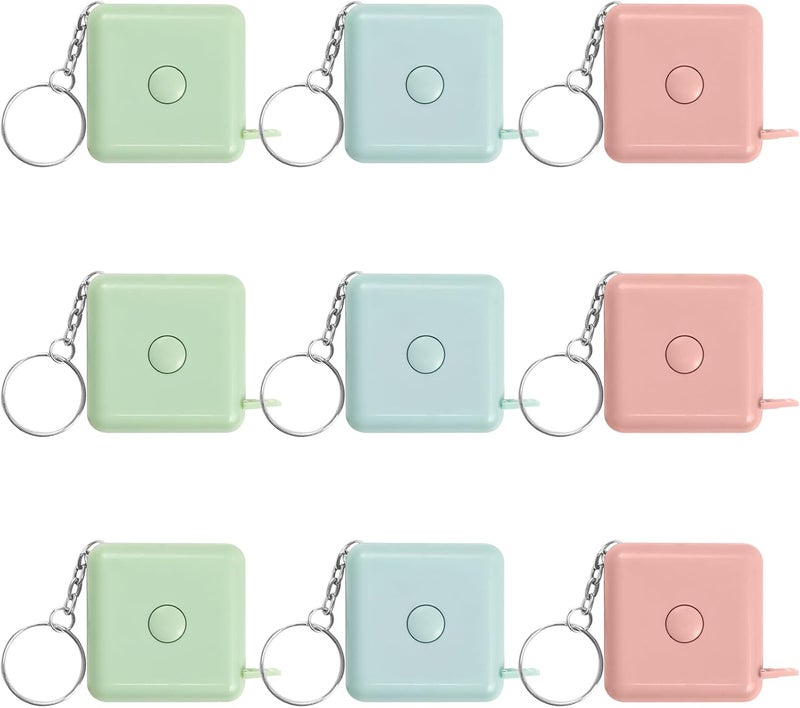ELANE Tape Measure Package Includes 9 Cartoon Cute Mini Tape Measures for Body, Sewing, Cutting, Weight Loss Measurement (Square-3 Colors(Empty)) - Image 1